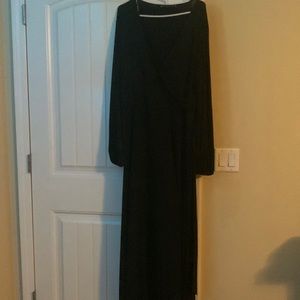 Beautiful long sleeve maxi black dress with tie. NWOT